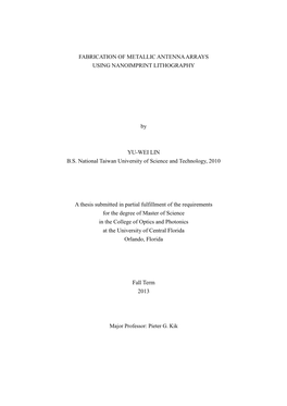 Fabrication of Metallic Antenna Arrays Using Nanoimprint Lithography