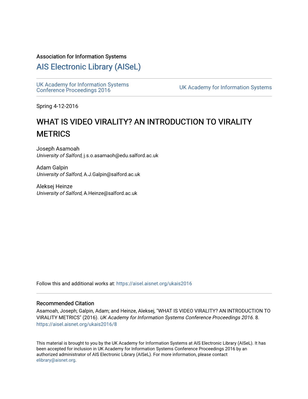 An Introduction to Virality Metrics