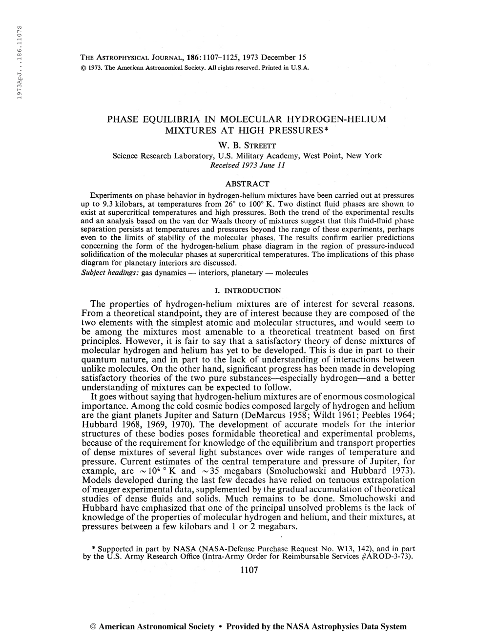 197 3Apj. . .186.1107S the Astrophysical Journal, 186:1107