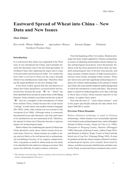 Eastward Spread of Wheat Into China – New Data and New Issues