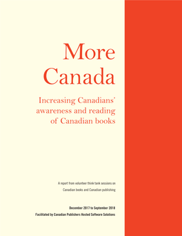 Canada More Canada Increasing Canadians’ Awareness and Reading of Canadian Books