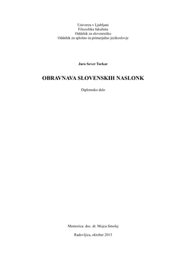 Obravnava Naslonk V Slovenskem Jeziku