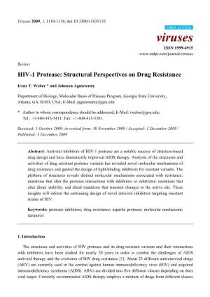 HIV-1 Protease: Structural Perspectives on Drug Resistance