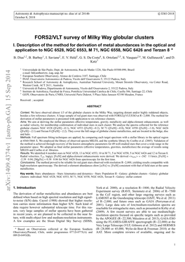 FORS2/VLT Survey of Milky Way Globular Clusters I. Description Of