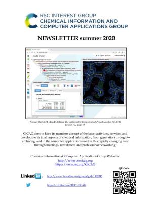 CICAG Newsletter Summer 2020 © RSC Chemical Information & Computer Applications Special Interest Group 3 CICAG Planned and Proposed Future Meetings