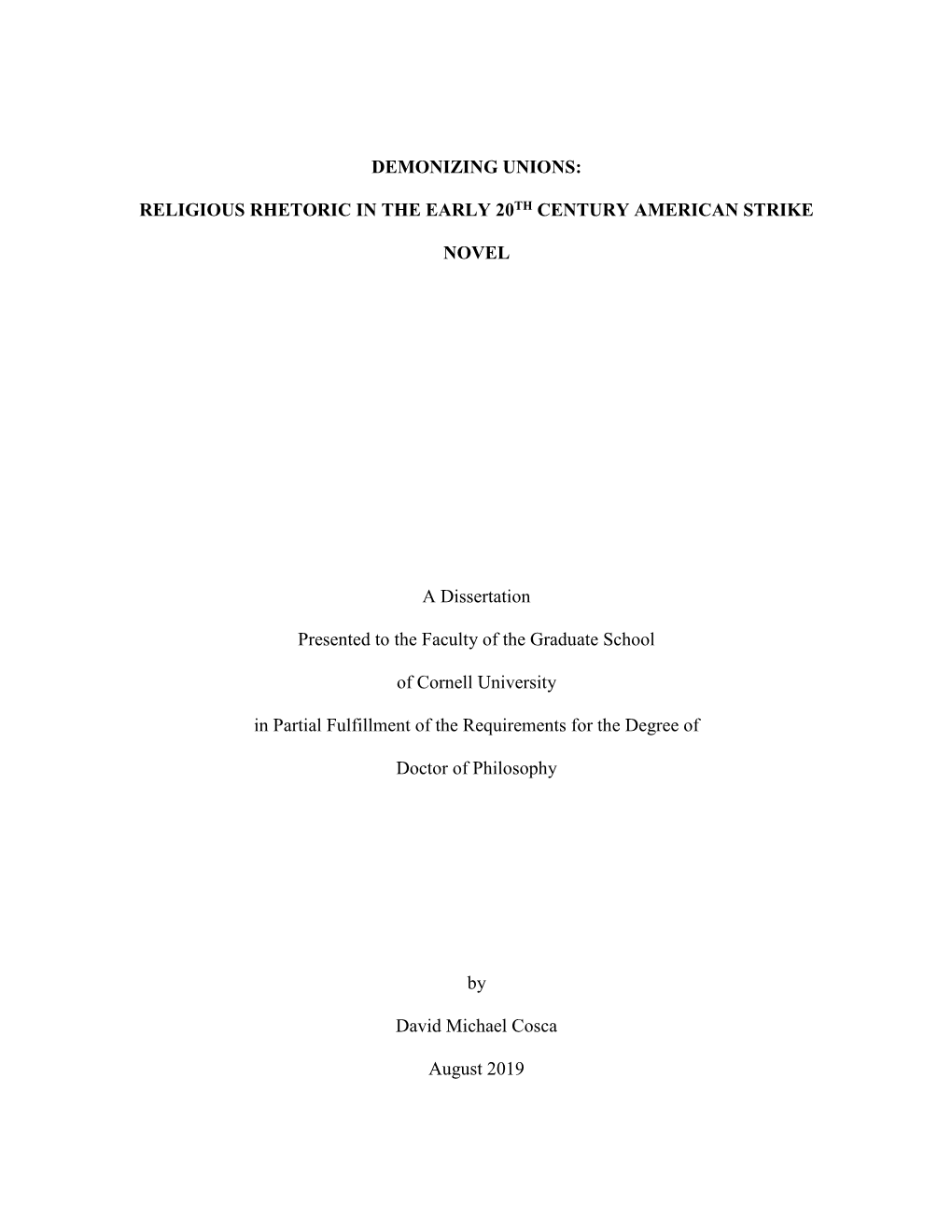 Demonizing Unions: Religious Rhetoric in the Early 20Th