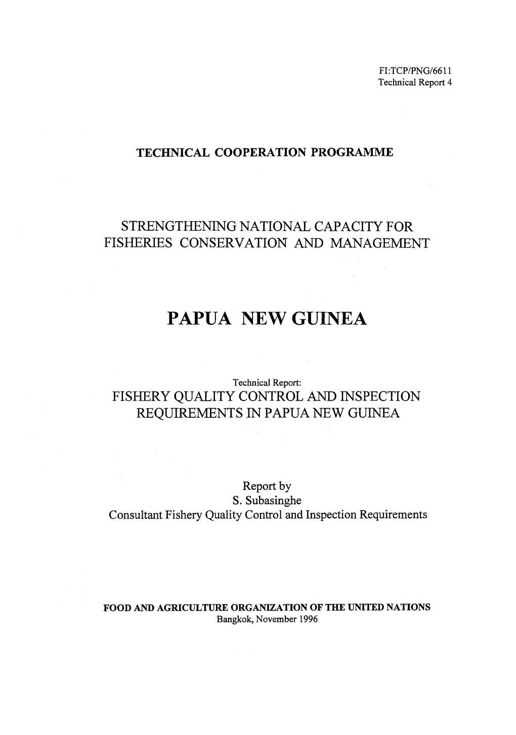 Fishery Quality Control and Inspection Requirements in Papua New Guinea