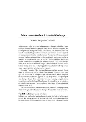 Subterranean Warfare: a New-Old Challenge