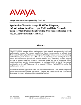 Application Notes for Avaya IP Office Telephony Infrastructure in A