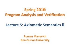 Axiomatic Semantics II