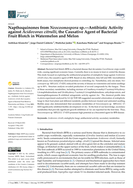 Antibiotic Activity Against Acidovorax Citrulli, the Causative Agent of Bacterial Fruit Blotch in Watermelon and Melon