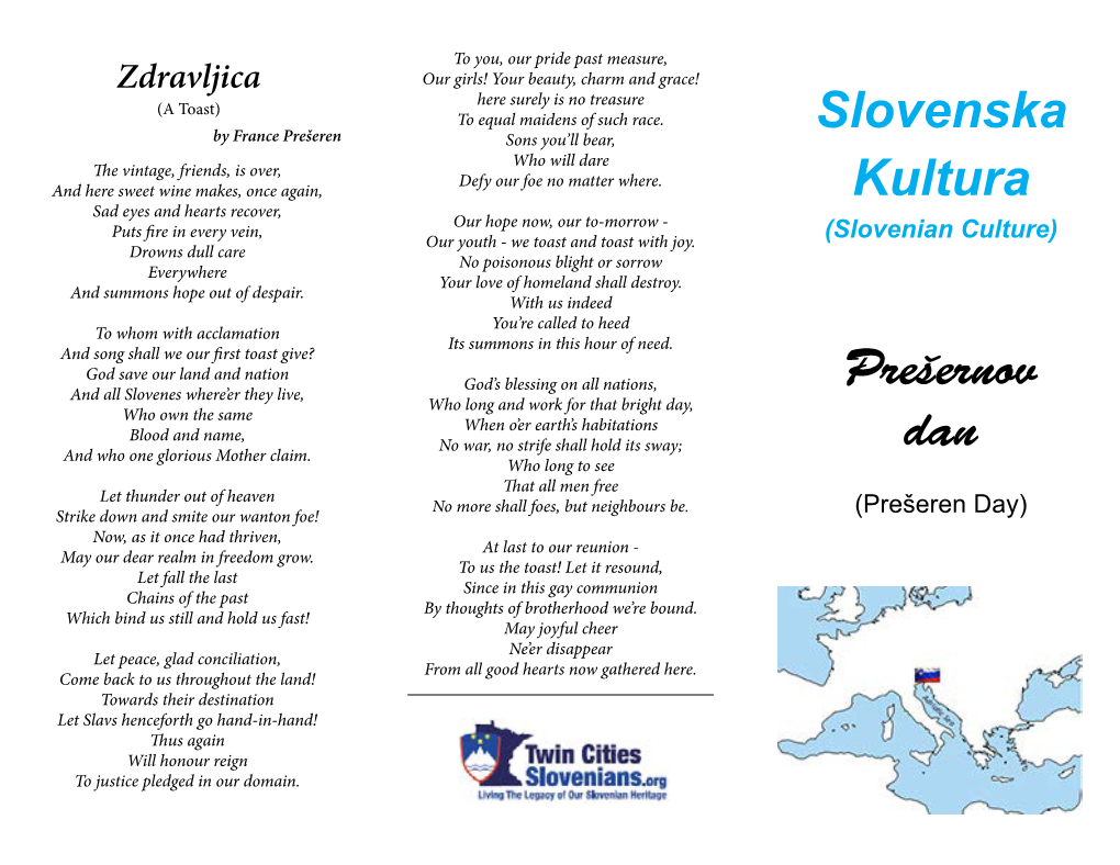 Slovenska Kultura Prešernov