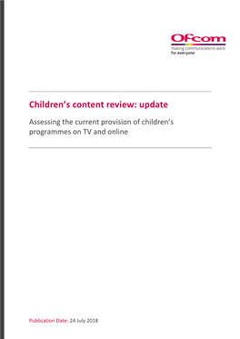 Children's Content Review: Update