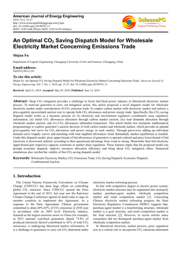 An Optimal CO2 Saving Dispatch Model for Wholesale Electricity Market Concerning Emissions Trade