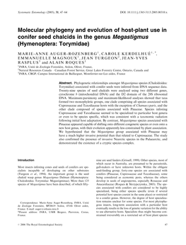 Molecular Phylogeny and Evolution of Host-Plant Use in Conifer Seed Chalcids in the Genus Megastigmus (Hymenoptera: Torymidae)