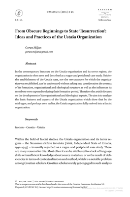 'Resurrection': Ideas and Practices of the Ustaša Organization