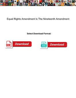 Equal Rights Amendment Is the Nineteenth Amendment