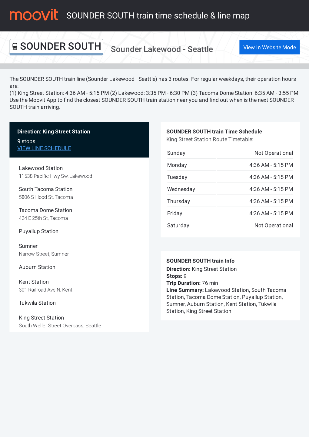 SOUNDER SOUTH Train Time Schedule & Line Route DocsLib