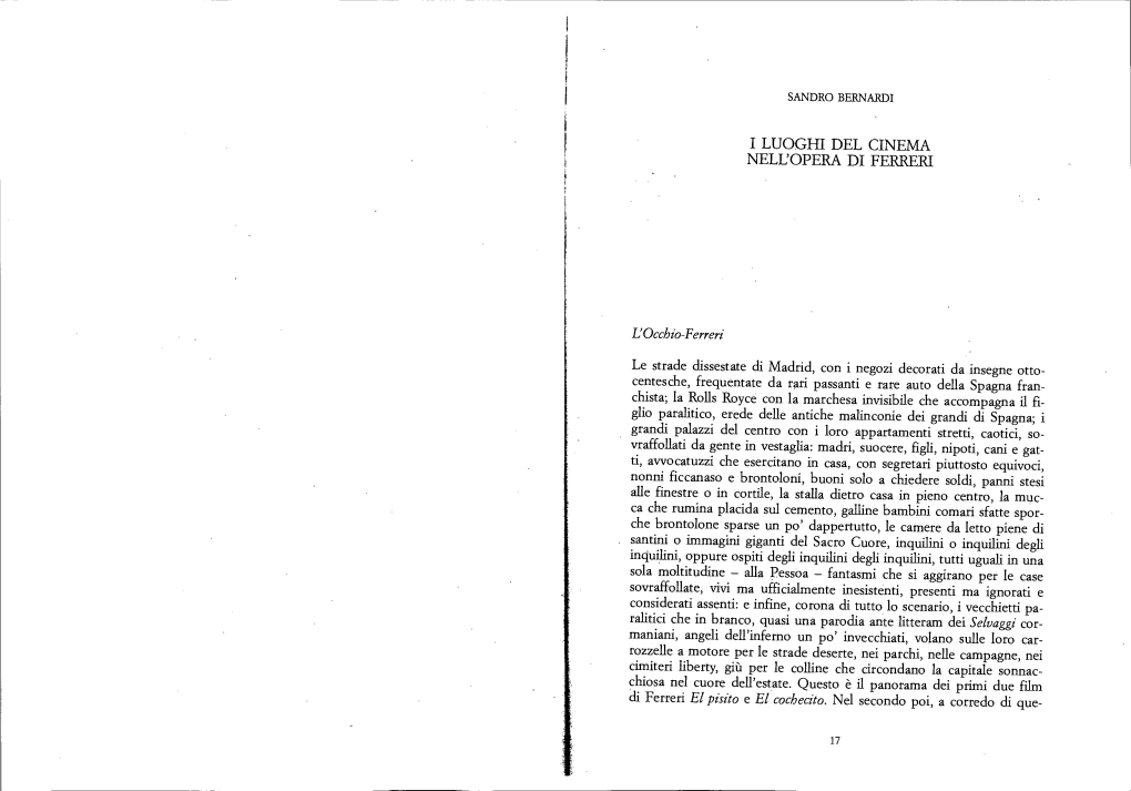 4) Sandro Bernardi, I Luoghi Del Cinema Nell'opera Di Marco Ferreri, in Stefania Parigi