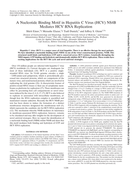 A Nucleotide Binding Motif in Hepatitis C Virus (HCV) NS4B Mediates HCV RNA Replication 1 1 2 1,3