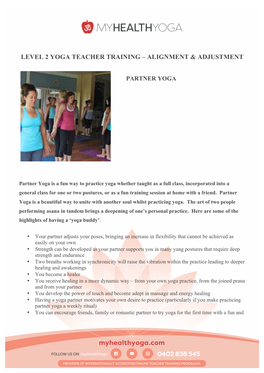 Level 2 Yoga Teacher Training – Alignment & Adjustment