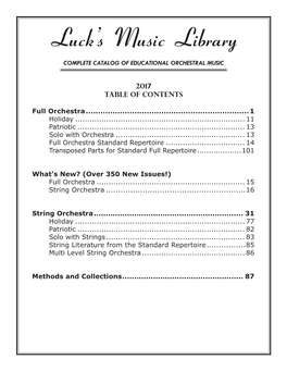 2017 Table of Contents