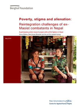Reintegration Challenges of Ex- Maoist Combatants in Nepal