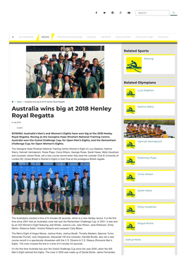 Australia Wins Big at 2018 Henley Royal Regatta Australia Wins Big at 2018 Henley Katrina Werry Royal Regatta
