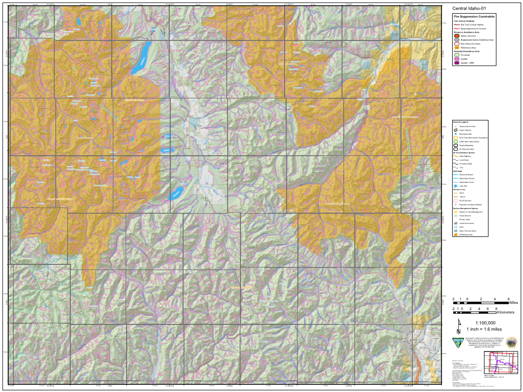 1:100,000 1 Inch = 1.6 Miles Central Idaho-01