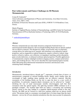 Past Achievements and Future Challenges in 3D Photonic Metamaterials