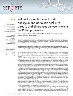 Risk Factors in Abdominal Aortic Aneurysm and Aortoiliac Occlusive