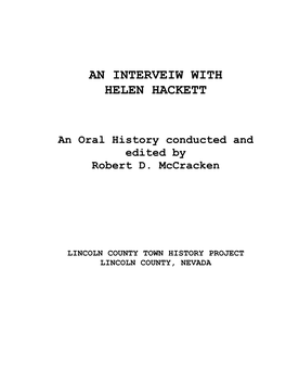 An Interveiw with Helen Hackett