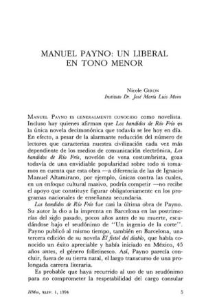 Manuel Payno: Un Liberal En Tono Menor