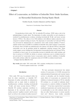 Effect of L-Canavanine, an Inhibitor of Inducible Nitric Oxide Synthase, on Myocardial Dysfunction During Septic Shock