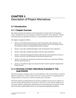 CHAPTER 3 Description of Project Alternatives