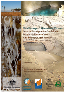 Interim Management Guidelines for the Nullarbor Caves and Selected Karst Features