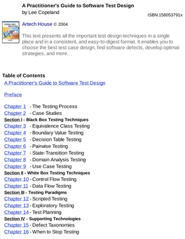 A Practitioner's Guide to Software Test Design by Lee Copeland ISBN:158053791X
