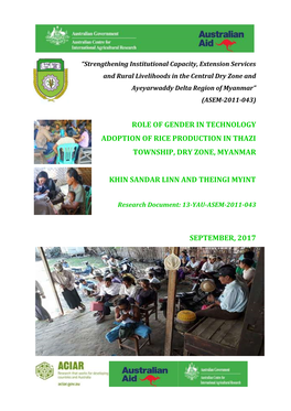 Role of Gender in Technology Adoption of Rice Production in Thazi Township, Dry Zone, Myanmar