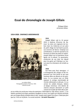 Essai De Chronologie De Joseph Gillain