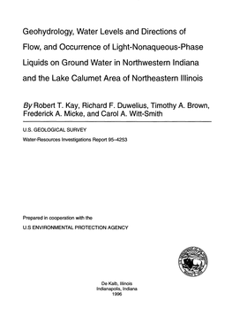 Geohydrology, Water Levels and Directions of Flow, and Occurrence