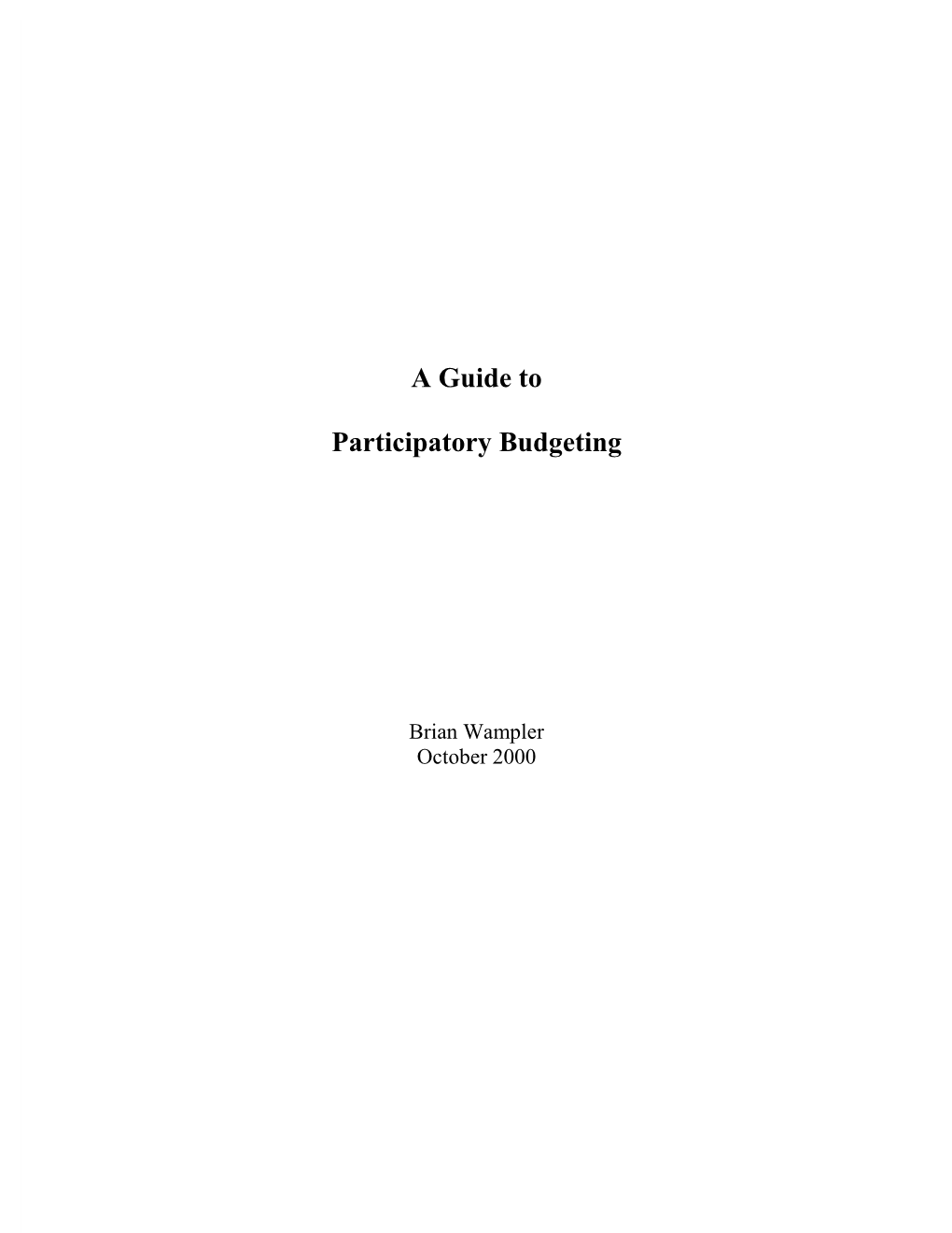 A Guide to Participatory Budgeting
