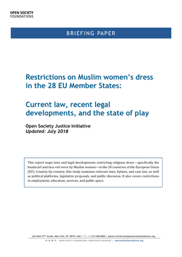 Restrictions on Muslim Women's Dress in the 28 EU Member States
