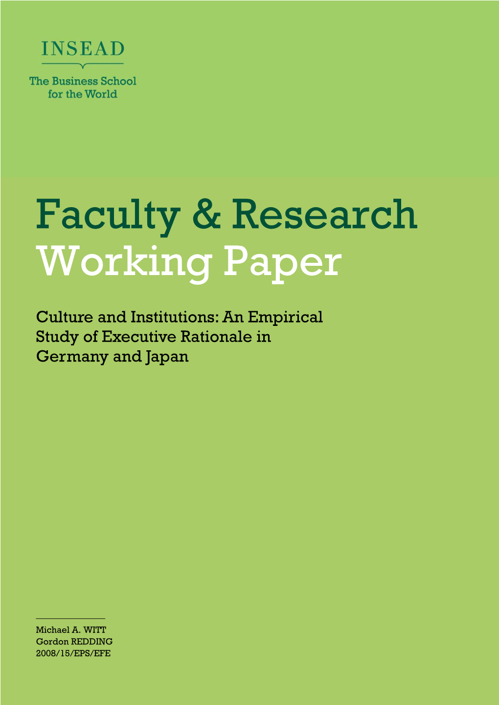 Faculty & Research Working Paper