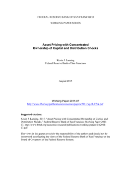 Asset Pricing with Concentrated Ownership of Capital and Distribution Shocks