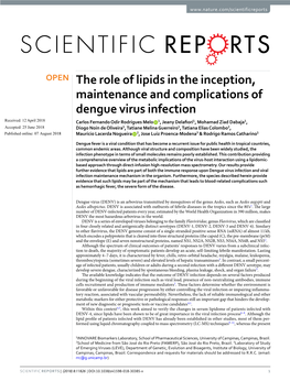 The Role of Lipids in the Inception, Maintenance and Complications of Dengue Virus Infection