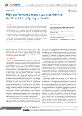 High Performance Metal Stearates Thermal Stabilizers for Poly Vinyl Chloride