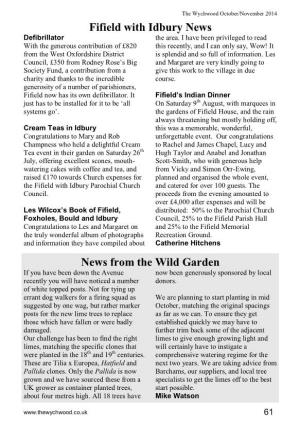 Fifield with Idbury News News from the Wild Garden