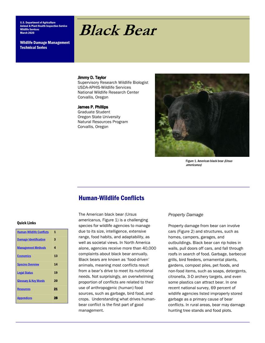 Black Bear Wildlife Damage Management Technical Series
