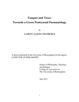 Tongues and Trees: Towards a Green Pentecostal Pneumatology