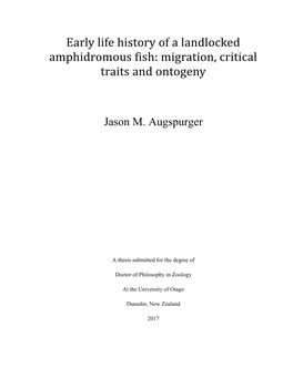 Early Life History of a Landlocked Amphidromous Fish: Migration, Critical Traits and Ontogeny